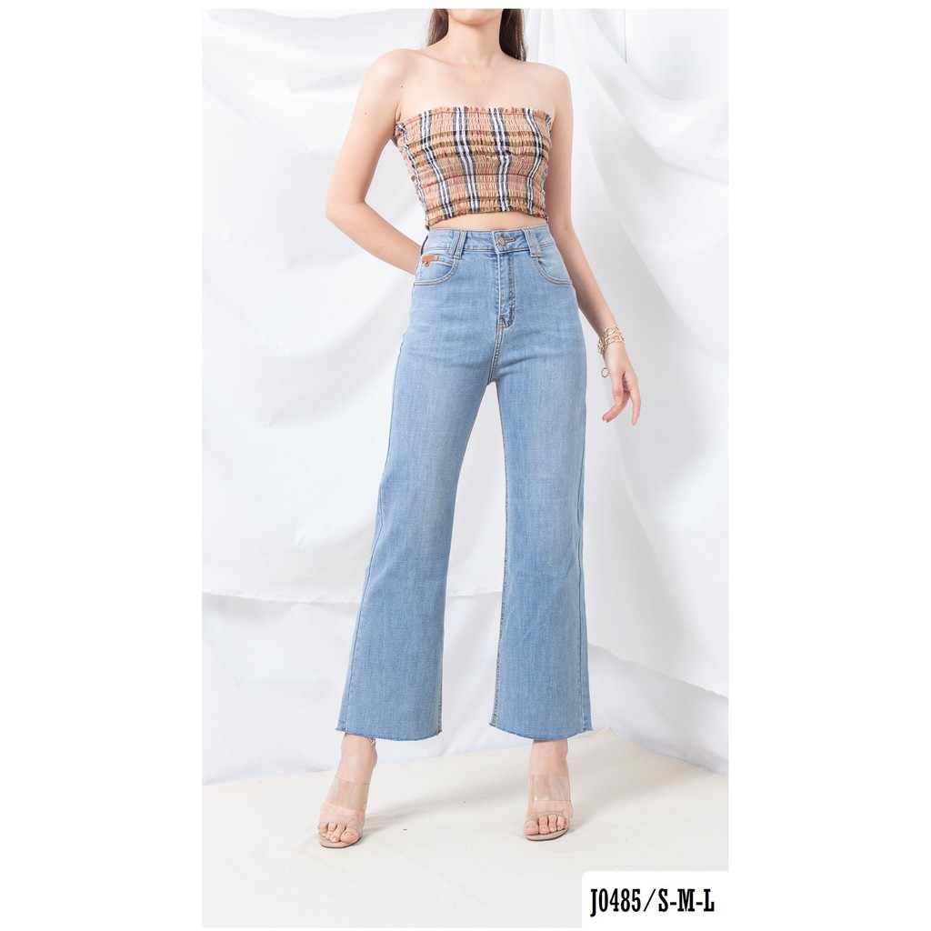 Quần Jean Nữ Ống Loe Màu Xanh 1 Nút J0485 - Jeany