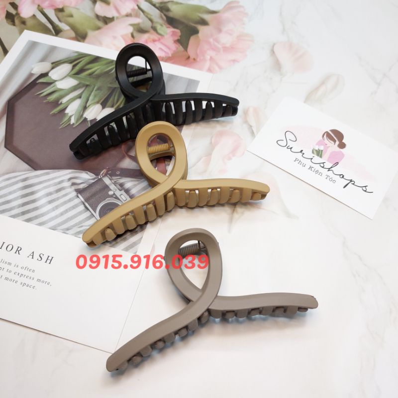 Kẹp tóc càng cua 11 cm, kẹp tóc nhựa màu nâu tây