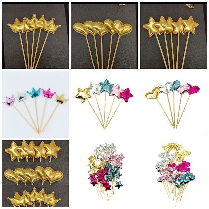 Set 5 Bộ Phụ Kiện Trang Trí Bánh Kem Sinh Nhật Dễ Thương Xinh Xắn