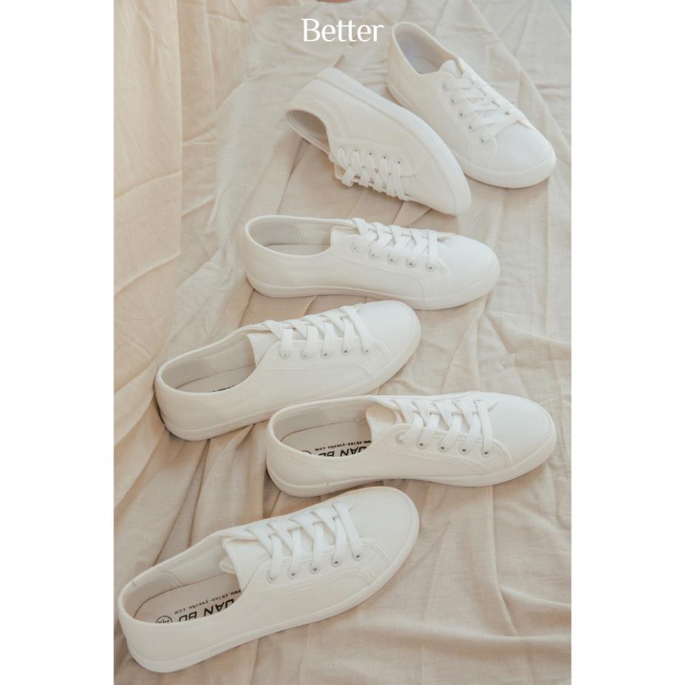Tết Giay sneaker vải canvas trắng trơn Better Shoes 160618001 - n1 . ` ' ) ྲ