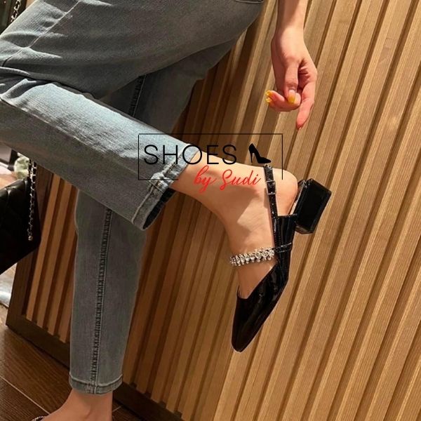 Giày búp bê đế 3p mũi nhọn có quai ngọc tiểu thư sang chảnh SUDI - SD036-BDF