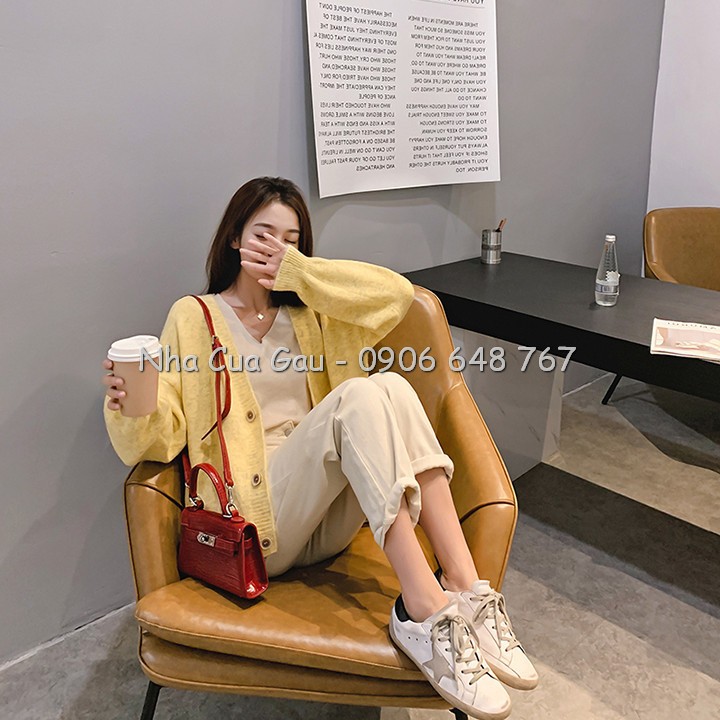 Áo Khoác cardigan len 3 cúc vuông đẹp, xịn xò lắm luôn í