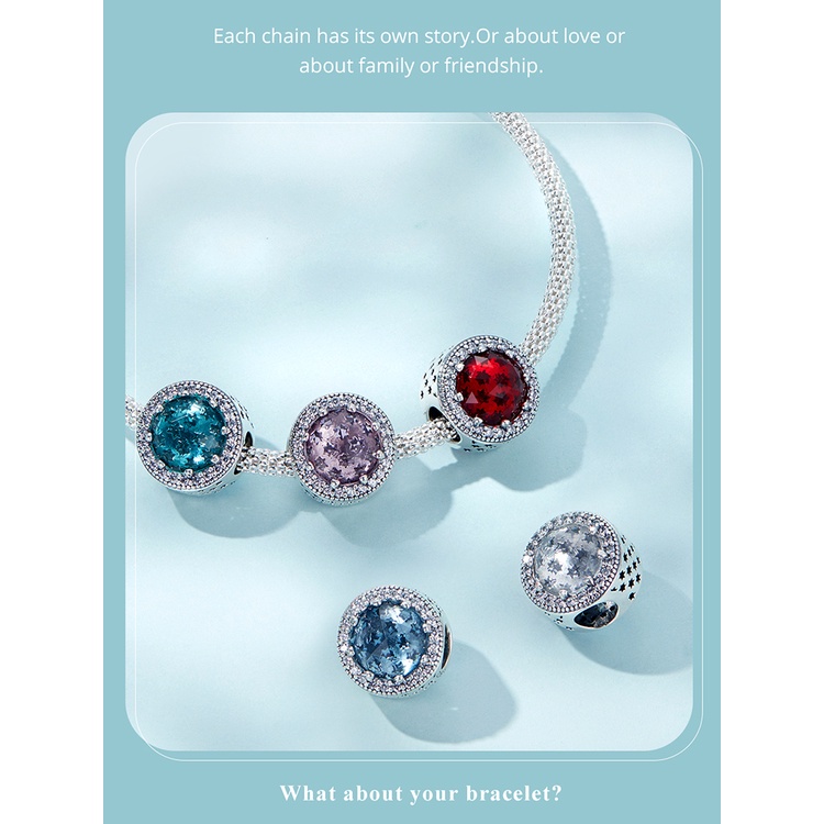 Mặt vòng tay BAMOER bằng bạc 925 đính đá nhân tạo kiểu dáng sang trọng