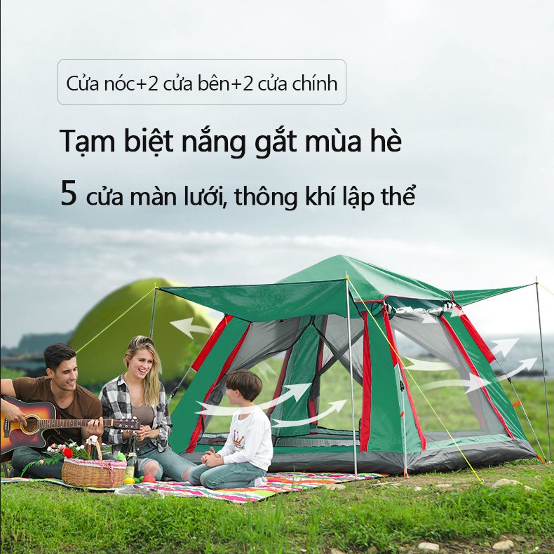 FU37BL/FU37GR Lều dã ngoại tự động 3-4 người hai lớp vải độ bền cao chống nắng mưa superbank908