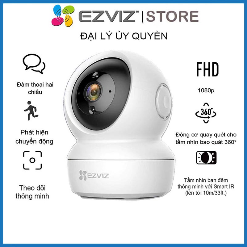 Camera WiFi Ezviz C6N 1080P ⚡𝑭𝑹𝑬𝑬 𝑺𝑯𝑰𝑷 ⚡ Xoay 360 độ, Tích hợp Micro và Loa, Đàm thoại 2 chiều - BH 24 Tháng