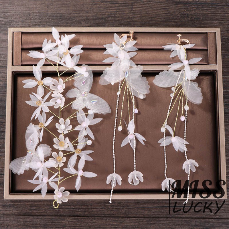 Set khuyên tai và trâm cài tóc thời trang thanh tú cho nữ