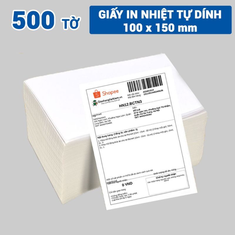 Giấy in nhiệt tệp 500 tờ A6 10*15cm 3 lớp tự dán chống nước