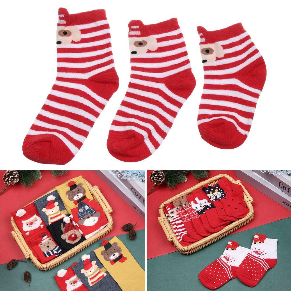 Vớ Cotton Dày Dặn Giữ Ấm Họa Tiết Ông Già Noel Cho Bé