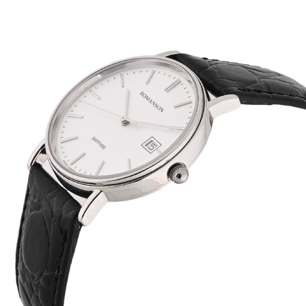 Đồng hồ Romanson Man Watch TL2626MWWH nam mặt nhỏ mặt kính Sapphire chống xước, máy Thụy Sĩ chống nước, dây da cao cấp