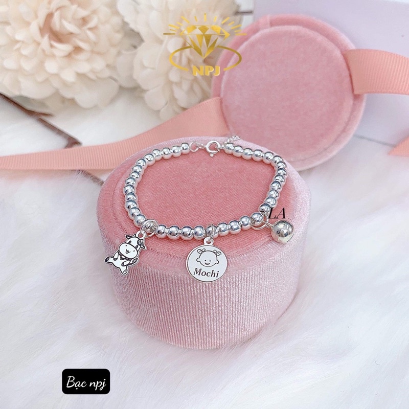 Lắc Tay Khắc Tên, Vòng tay Bi ⚡️Miễn Phí khắc⚡️ hoạ tiết kèm con giáp, Bạc Ta- Bạc Npj