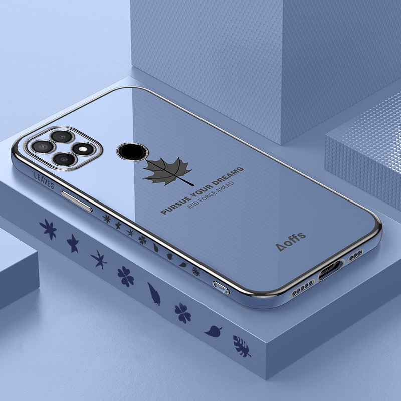 Ốp Điện Thoại Mềm Mạ Điện Hình Lá Phong Cho Realme 9 Pro Plus Realme 8i 9i Realme 8 5G Realme Narzo 50i 50A GT NEO2 C1 C21