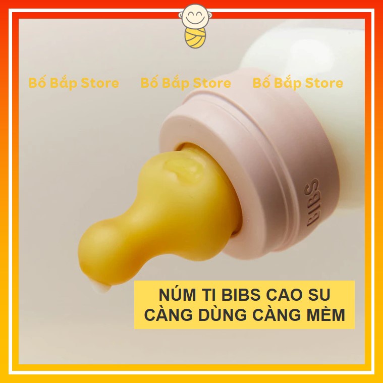 Núm Ti BIBS Cao Su ⚡𝟭𝟬𝟬% CHÍNH HÃNG⚡ Siêu Mềm Giúp Bé Tập Bú Bình Hiệu Quả