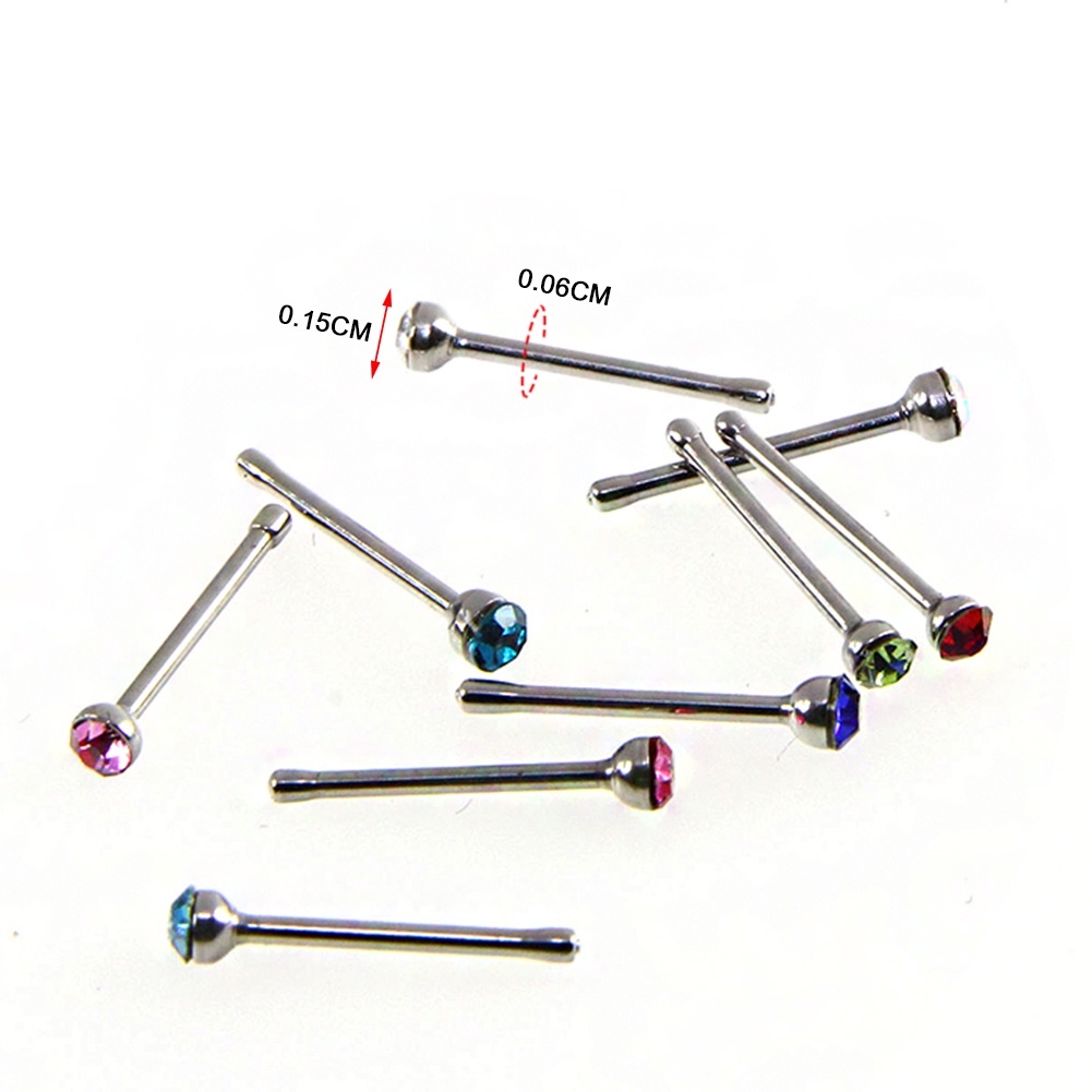 Set 36 Khuyên Mũi Thép Không Gỉ Đính Đá Nhân Tạo Thời Trang