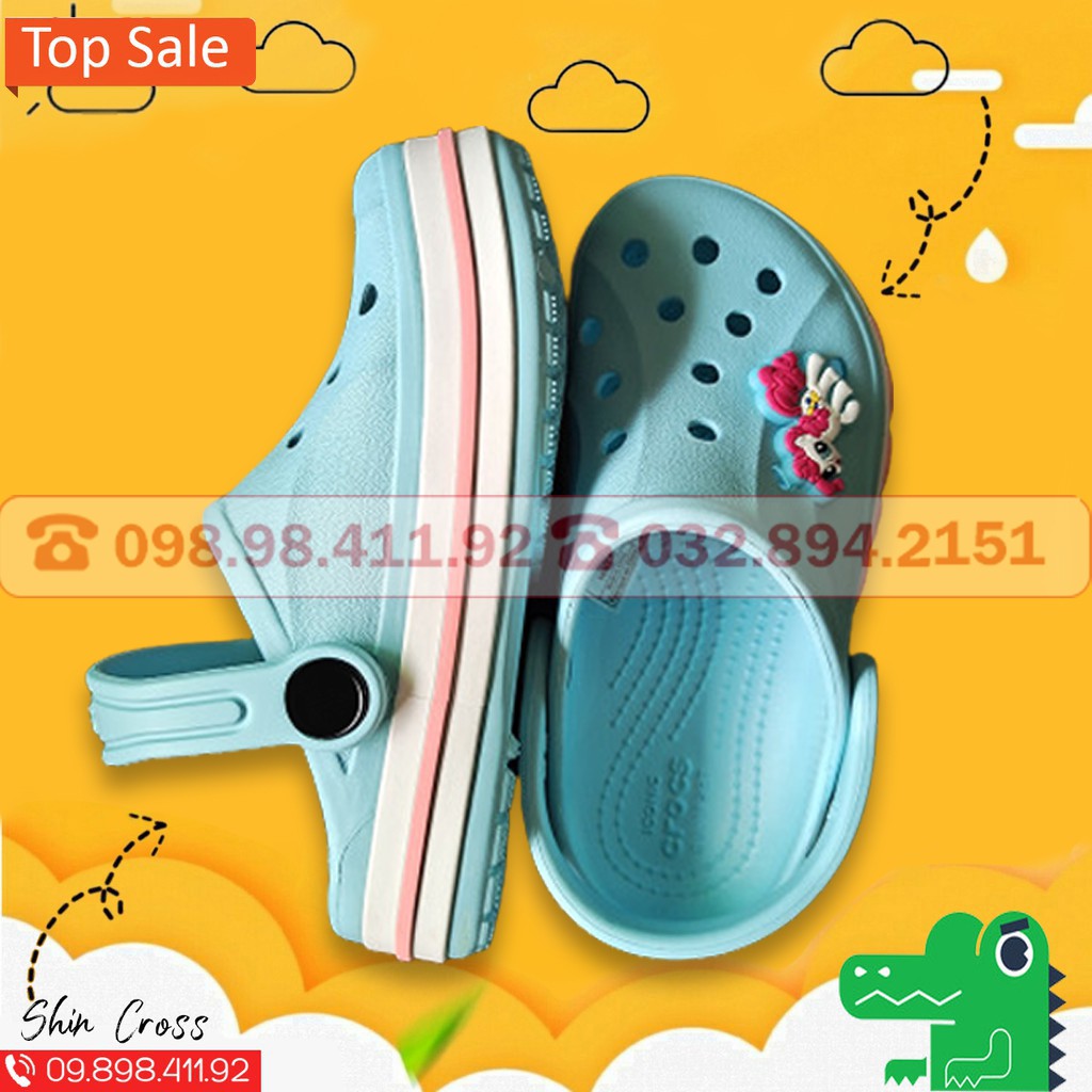 dép cross cho béFREESHIPdép cross cho bé họa tiết mix các màu DEPCR7721 tặng thêm 6 jibitz cross