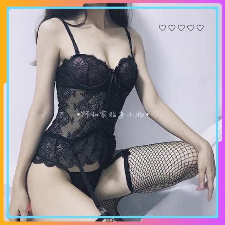 Bộ Đồ Ngủ Sexy Chất Ren Xuyên Thấu Bó Sát , Bodysuit Ren Chất Hơn Nước Cất Tôn V1 Gợi Cảm - Garter Corset Mã GC001 | BigBuy360 - bigbuy360.vn