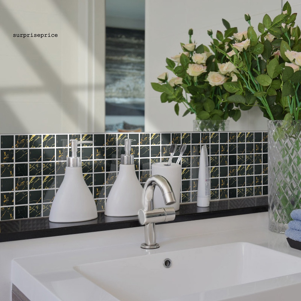 Bộ 20 Miếng Dán Tường Giả Gạch Bằng PVC Chống Ẩm Trang Trí Nhà Tắm DIY