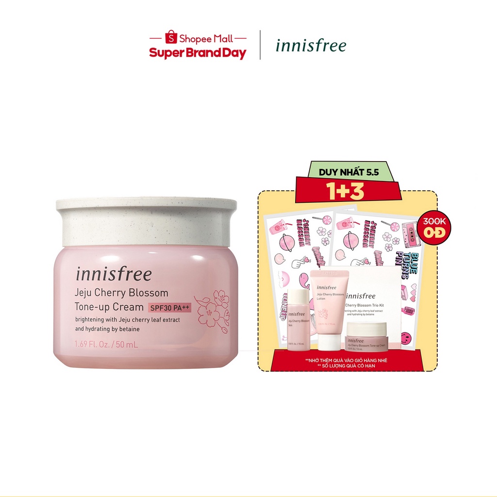 Kem nâng tông chống nắng innisfree Jeju Cherry Blossom Tone up Cream SPF30 PA++ 50ml