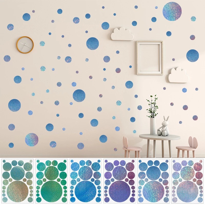 Decal dán tường Tự Dính Họa Tiết Chấm Bi Pha Lê Lấp Lánh Trang Trí Phòng Khách / Phòng Ngủ Cho Bé