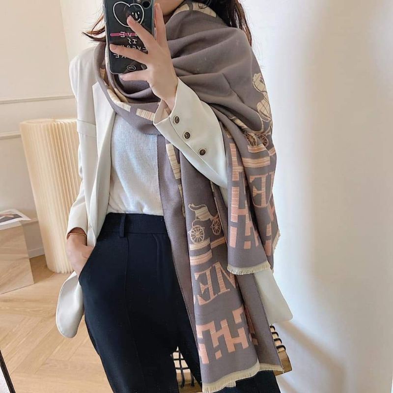 Khăn Dạ Lông Cừu - Khăn Choàng Cổ Hiệu HERMES Dày Đẹp 70 × 180cm.