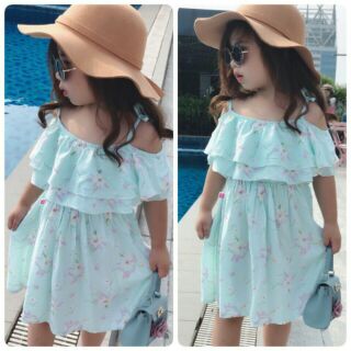 Váy maxi lanh lụa bé gái