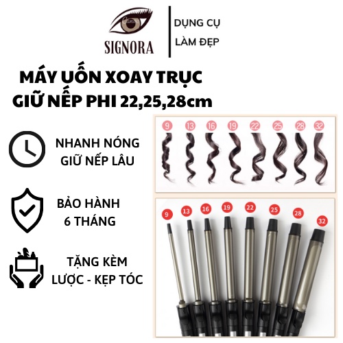 Máy uốn tóc xoay trục hàn quốc có móc treo tiện lợi phi 22, 25, 28mm - Xám