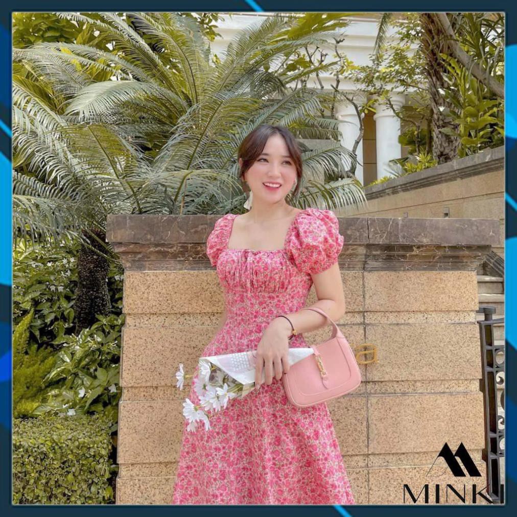 [ HOT DEAL ]  Váy Hoa Nhí Cổ Vuông - Chất liệu Thô Pha Tơ Nhập Khẩu - Phiên Bản Hoa Hồng Vintage [][]