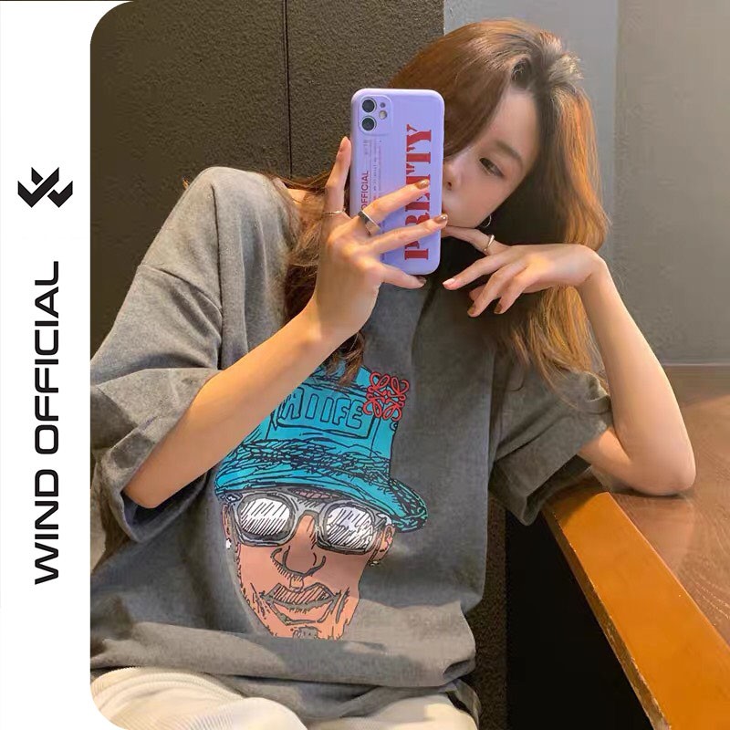 Áo phông nữ WIND unisex form rộng tay lỡ cotton ALLFE thời trang nam nữ ulzzang