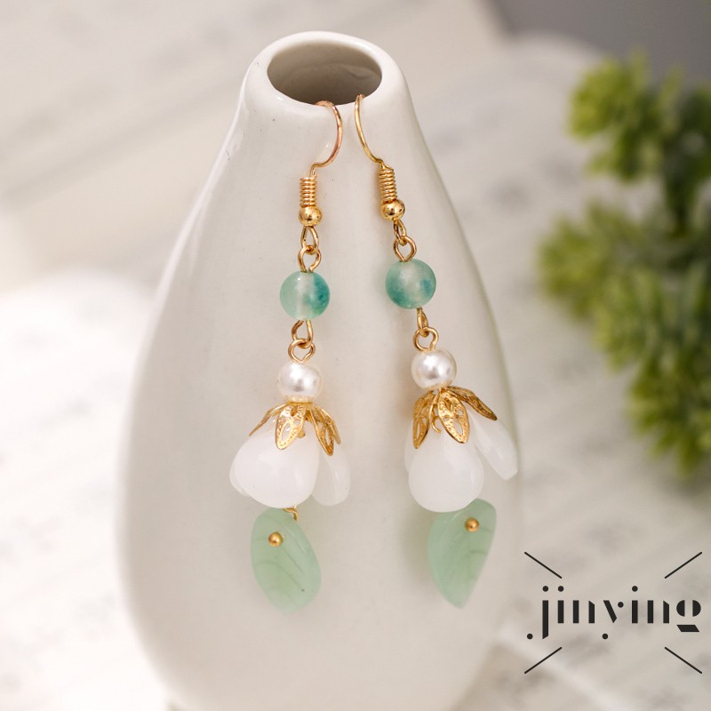 GETNOIVAS Khuyên Tai Hình Sườn Xám Đính Ngọc Trai Nhân Tạo Phong Cách Trung Hoa