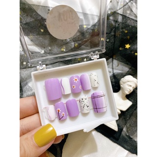 Móng úp - Nailbox màu tím form ngắn dễ thương