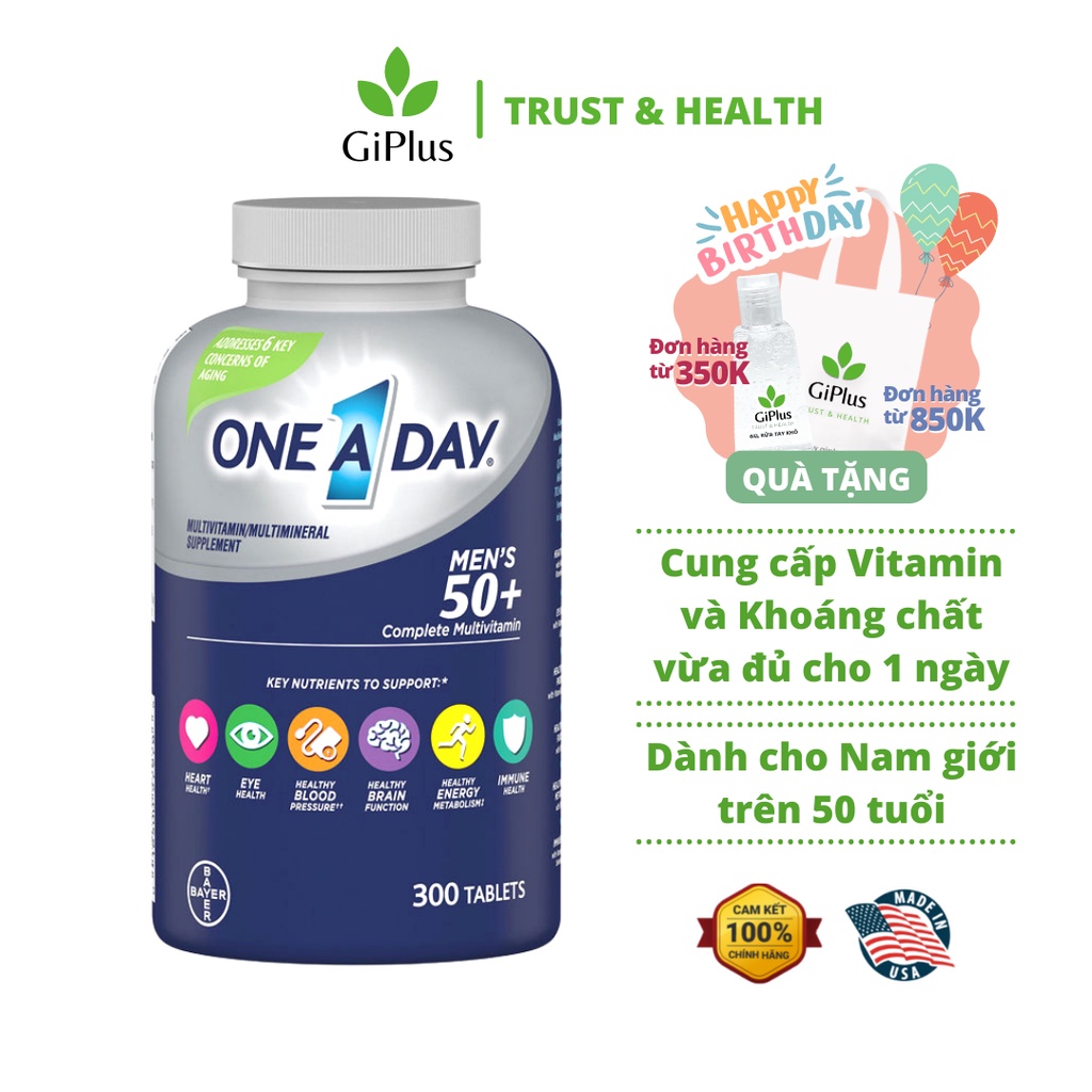 Viên Uống Bổ Sung Vitamin Dành Cho Nam Giới Trên 50 Tuổi One A Day Men’s 50+ (300 viên/Lọ)