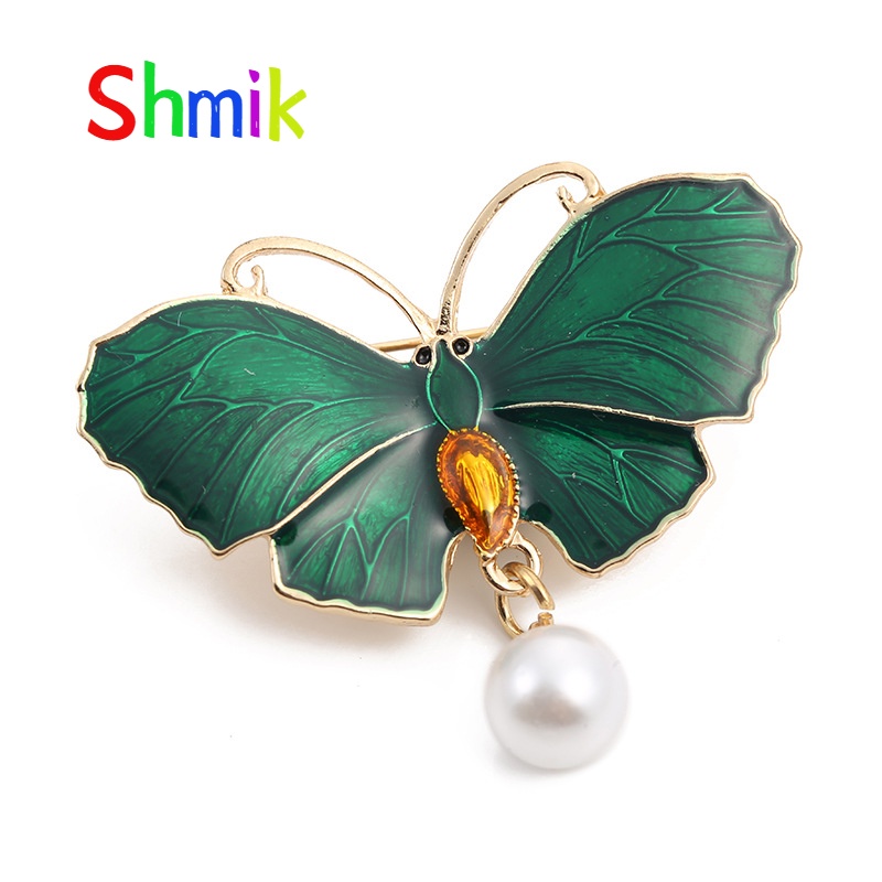 Trâm Cài Áo Hình Bươm Bướm Đính Ngọc Trai Nhân Tạo Thời Trang