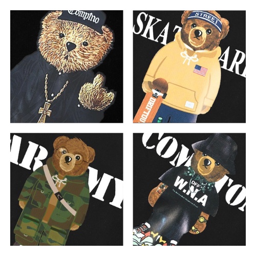 Áo sweater unisex, áo sweater form rộng, áo nỉ sweater Nelly Heybig chính hãng streetstyle in hình gấu cute màu đen S1