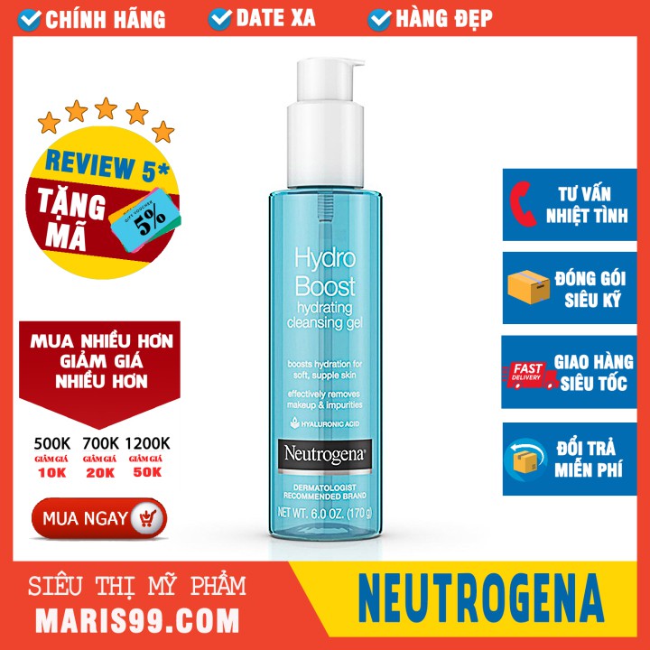 Sữa Rửa Mặt hỗ trợ giữ ẩm, cấp nước Neutrogena Hydro Boost Hydrating Cleansing Gel (170g) _ NTG027SRM