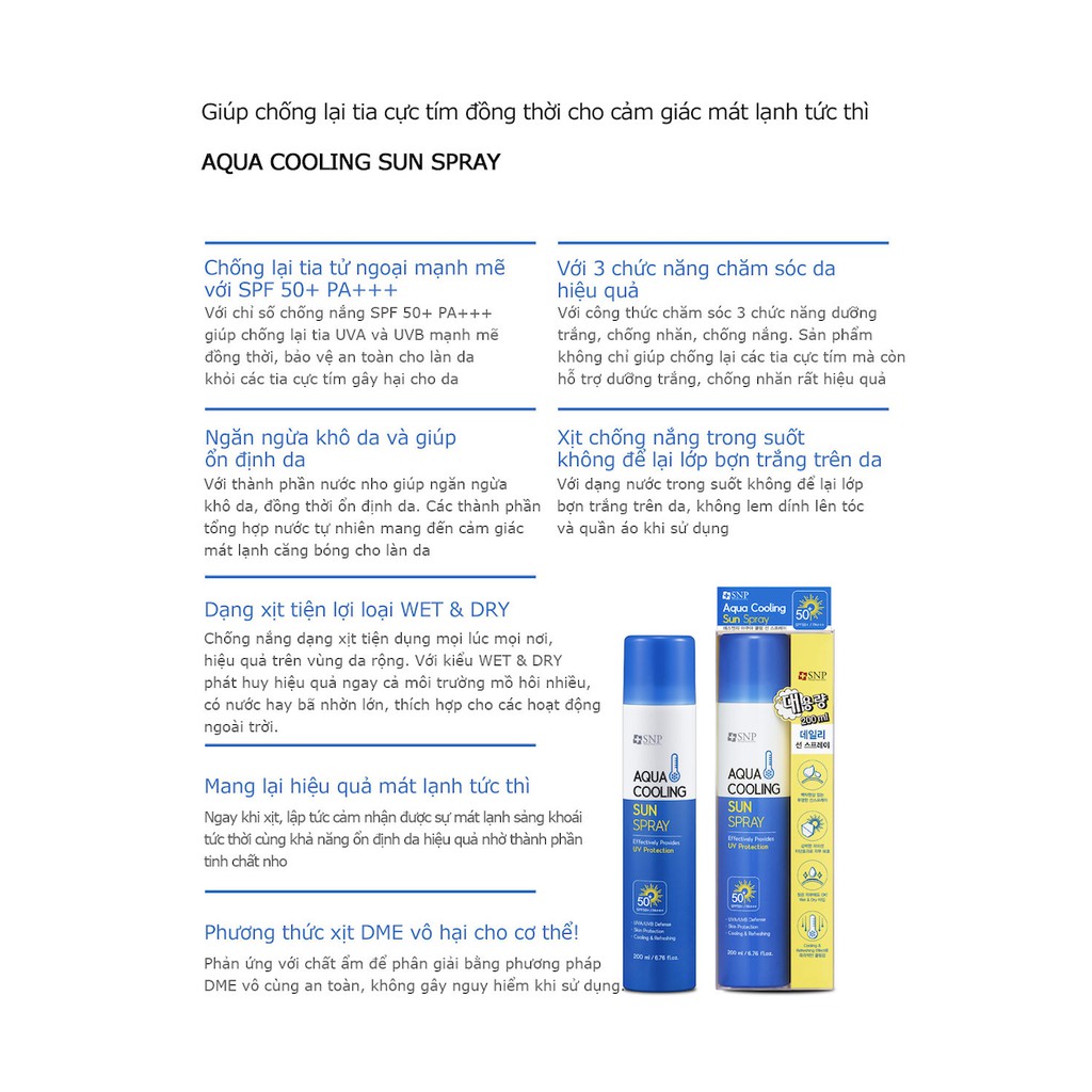 XỊT CHỐNG NẮNG CẤP ẨM AQUA COOLING SUN SPRAY