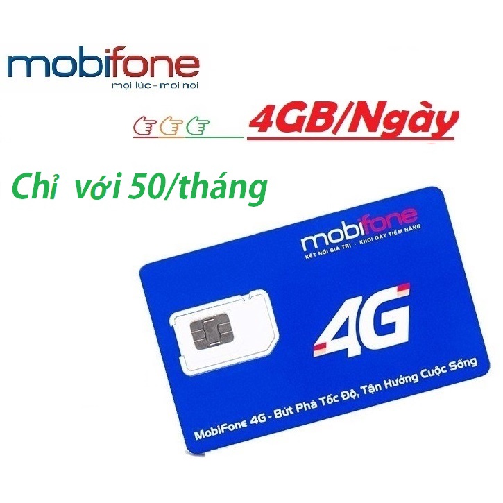 Sim 4g mobifone thaga100, thaga vào mạng 120G mỗi tháng chỉ 50k, 4Gb một ngày tốc độ cao