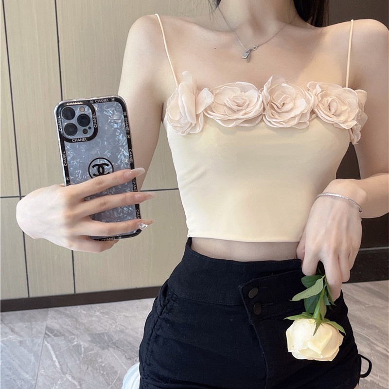 Áo Dây Họa Tiết Hoa Hồng Ba Chiều Lãng Mạn Dành Cho Nữ