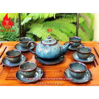 Ấm chén bát tràng 4 mẫu hỏa biến