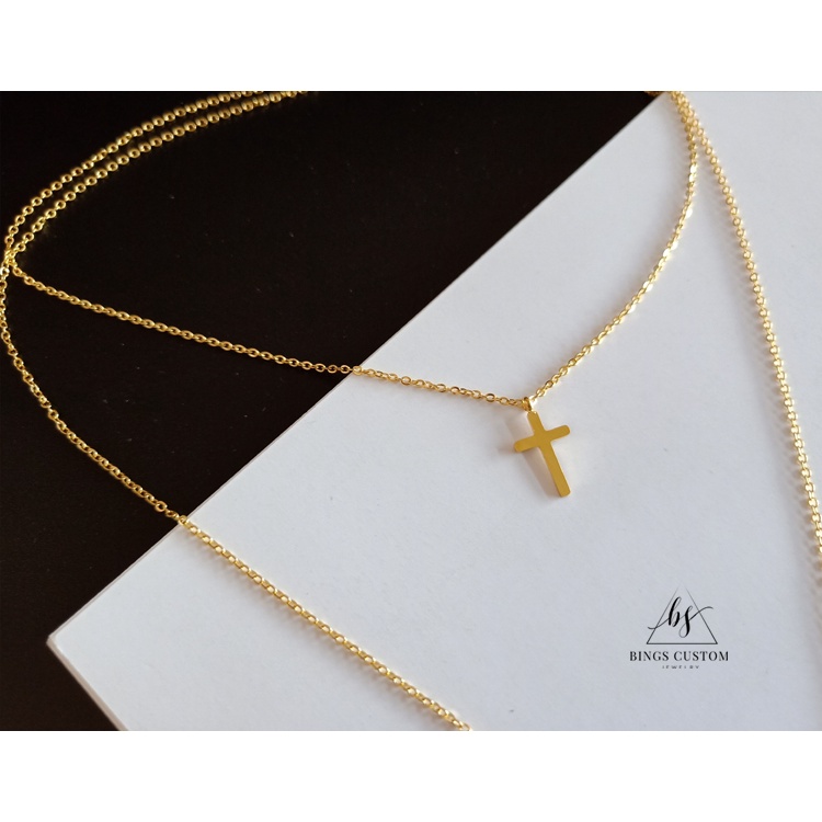 [FreeShip] Dây chuyền nữ titan hai lớp chữ thập X7-310a - CAM KẾT KHÔNG BAY MÀU