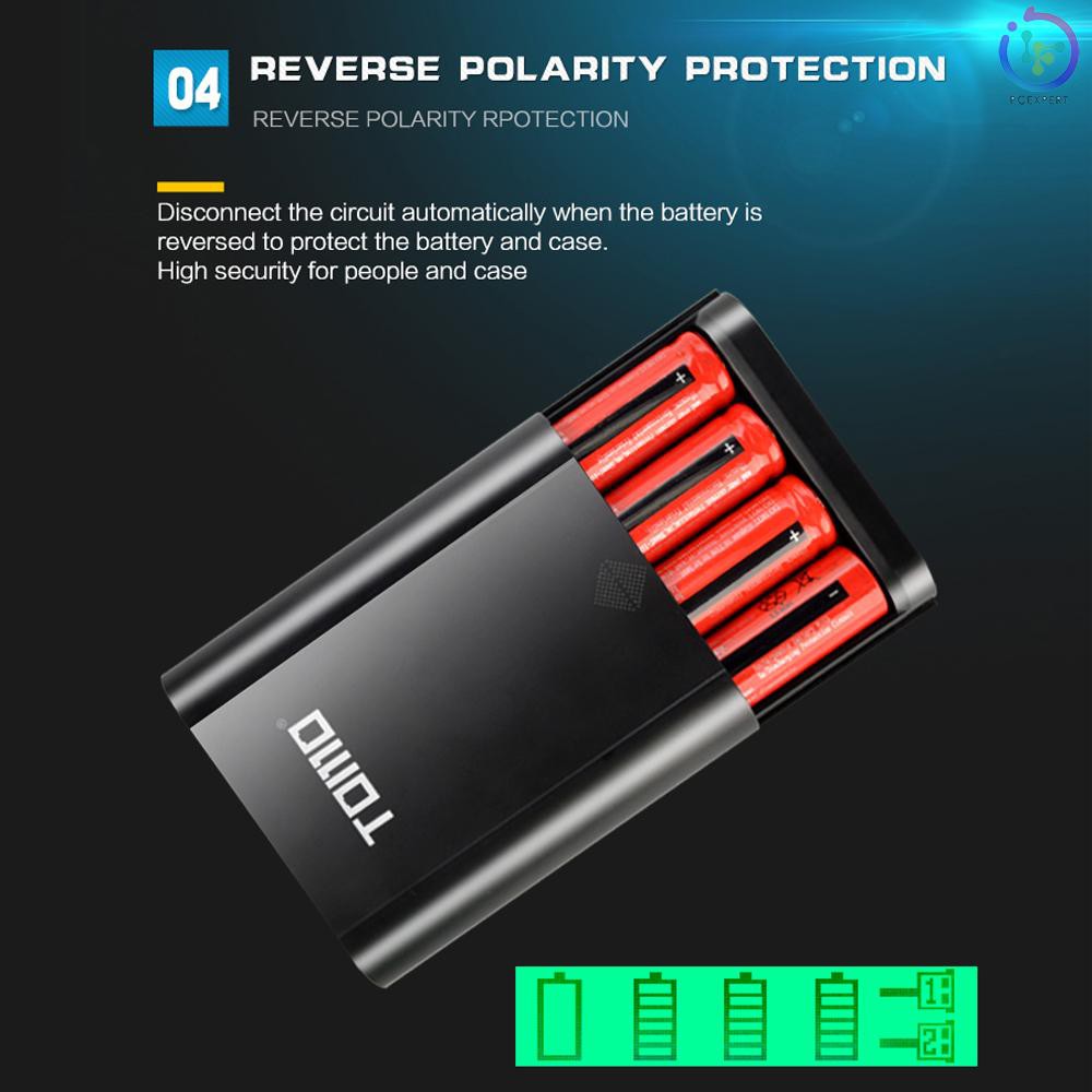 PCER♦TOMO M4 Battery Charger 4*18650 Power Bank External USB Charger with Intelligent LCD Display fo