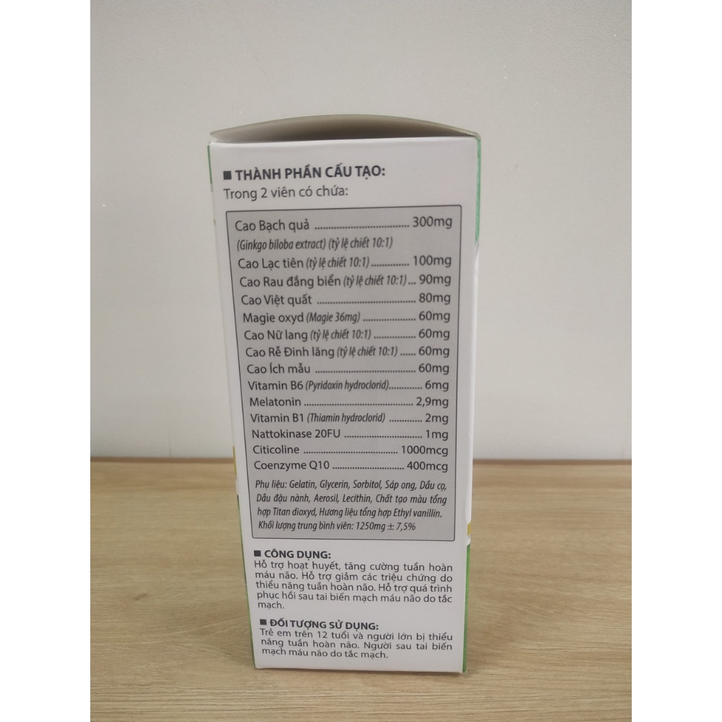 Viên uống bổ não Bala BRAIN, hoạt huyết, tăng tuần hoàn não với Cao bạch quả - 60 viên - PharmaOTC