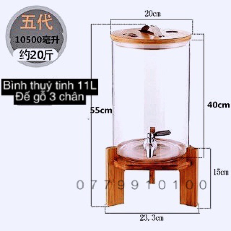Bình thuỷ tinh vòi inox 5L-8L-11L