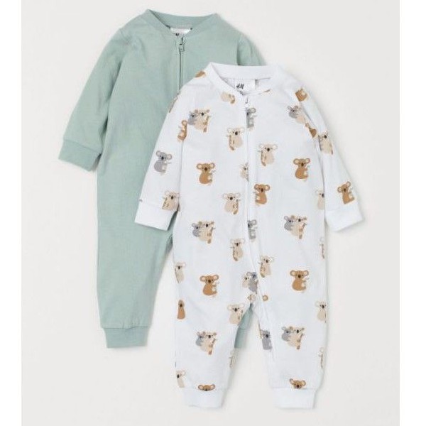 Set 2 body kéo khóa gấu trắng, xanh ngọc cho bé trai gái H&M authentic 💯