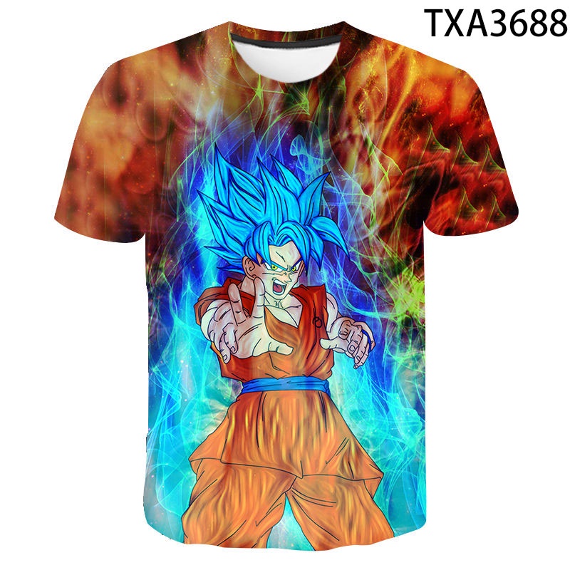 Áo Thun Tay Ngắn In Hình Goku Thời Trang Mùa Hè Cho Bé Trai Và Gái
