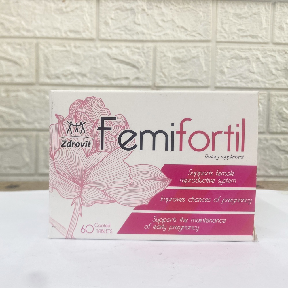 Viên uống Femifortil giúp bổ trứng, điều hòa kinh nguyệt, nội tiết tố nữ và tăng khả năng thụ thai - Hộp 60 viên