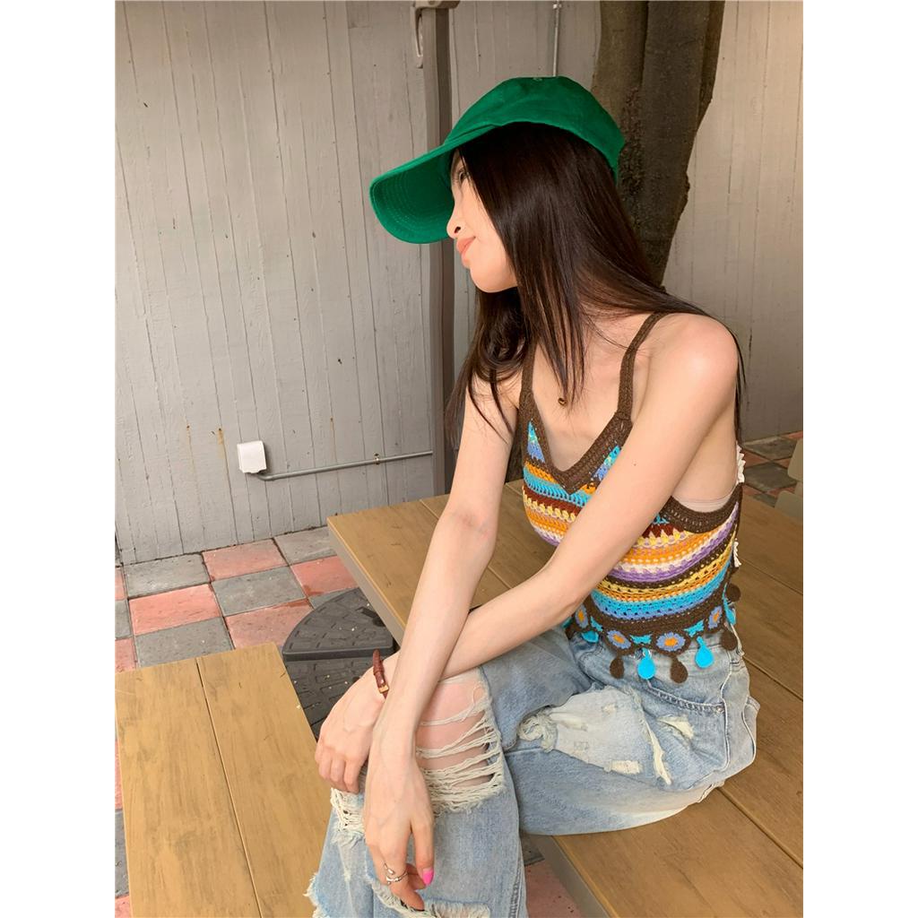 63527 Áo Yếm Dệt Kim Sọc Đầy Màu Sắc Gợi Cảm