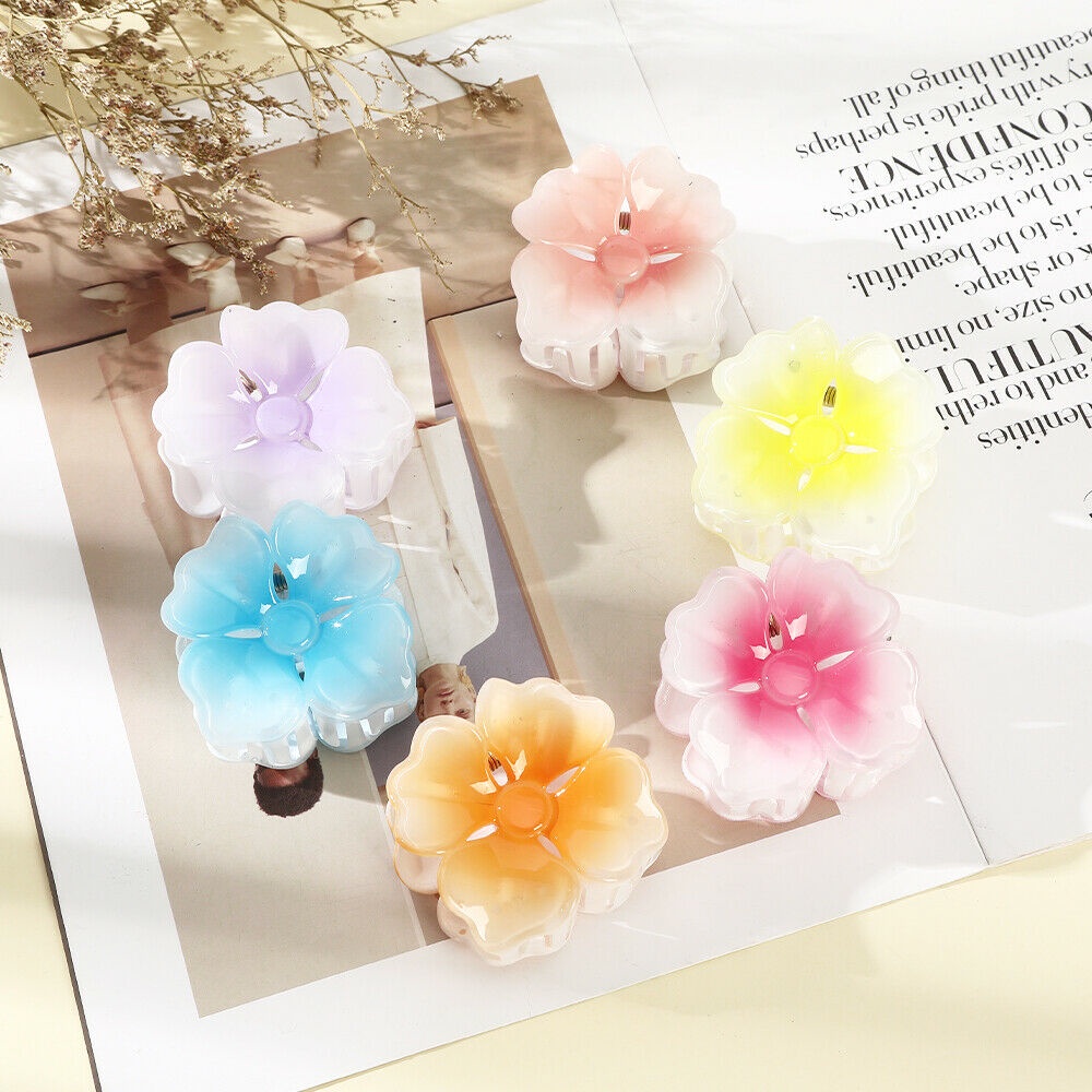 Kẹp tóc Haimeikang mặt hình hoa màu gradient phong cách Hàn Quốc dễ thương cho nữ