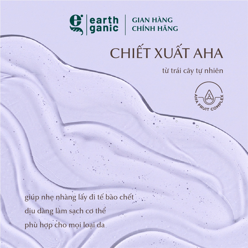 Sữa tắm dưỡng ẩm trắng da Earthganic Hương Oải Hương AHA trắng da thơm lâu, thành phần thiên nhiên