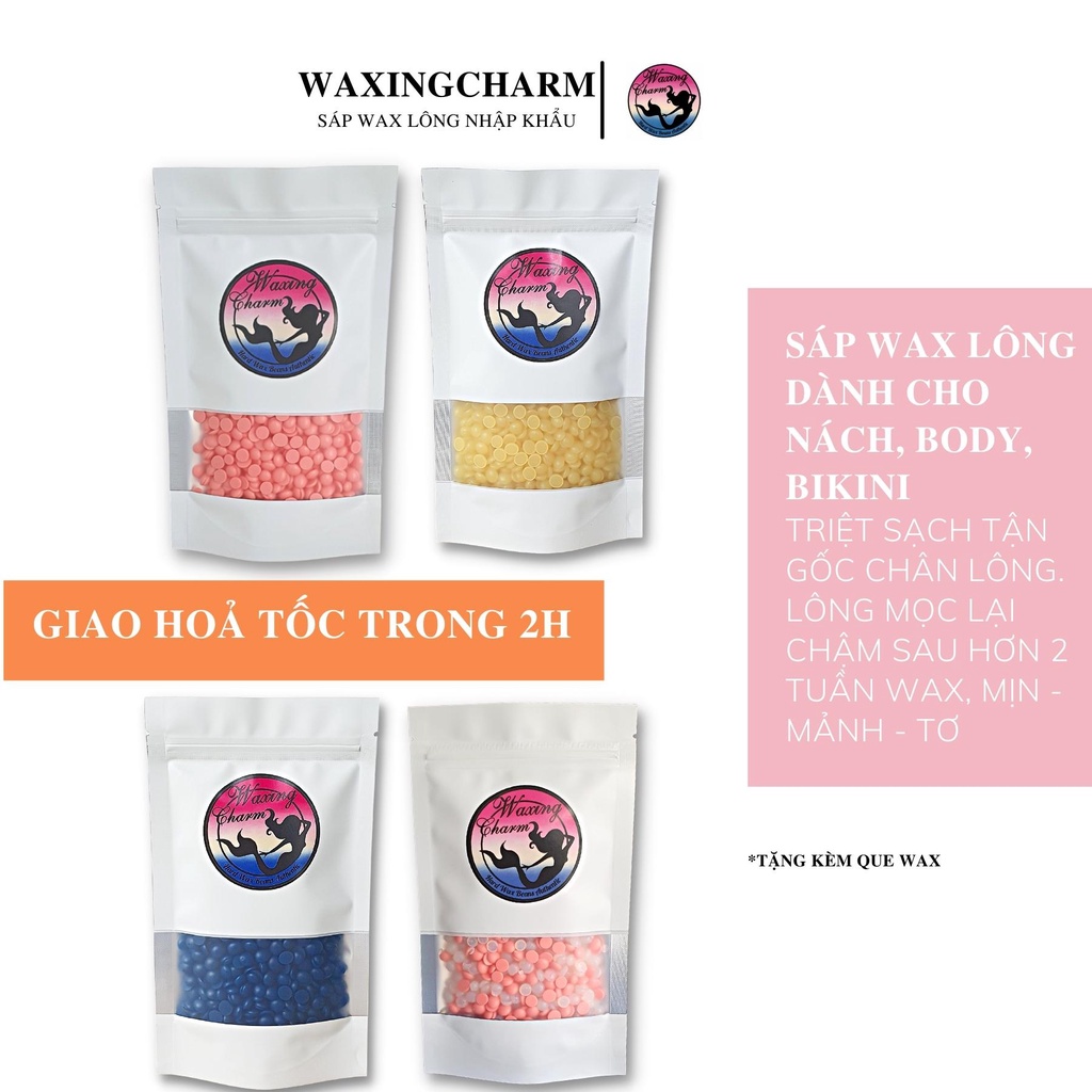 100gr Sáp Wax Lông Nóng Hard Wax Beans Waxingcharm Dành Cho Nách, Body, Bikini Tặng Que Wax