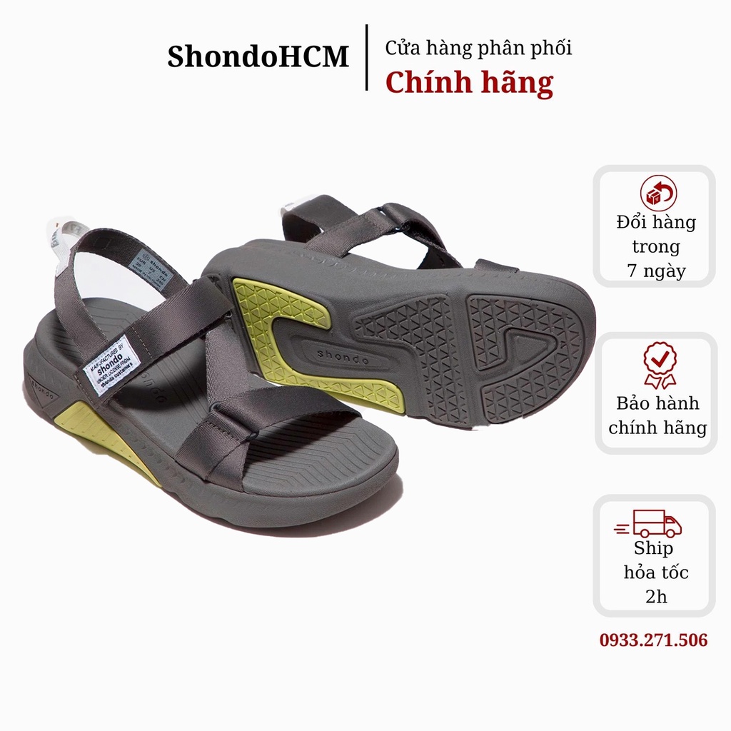 Giày sandal Shondo nam nữ F7 racing xám đậm xanh dạ F7R2020 Shondo chính hãng