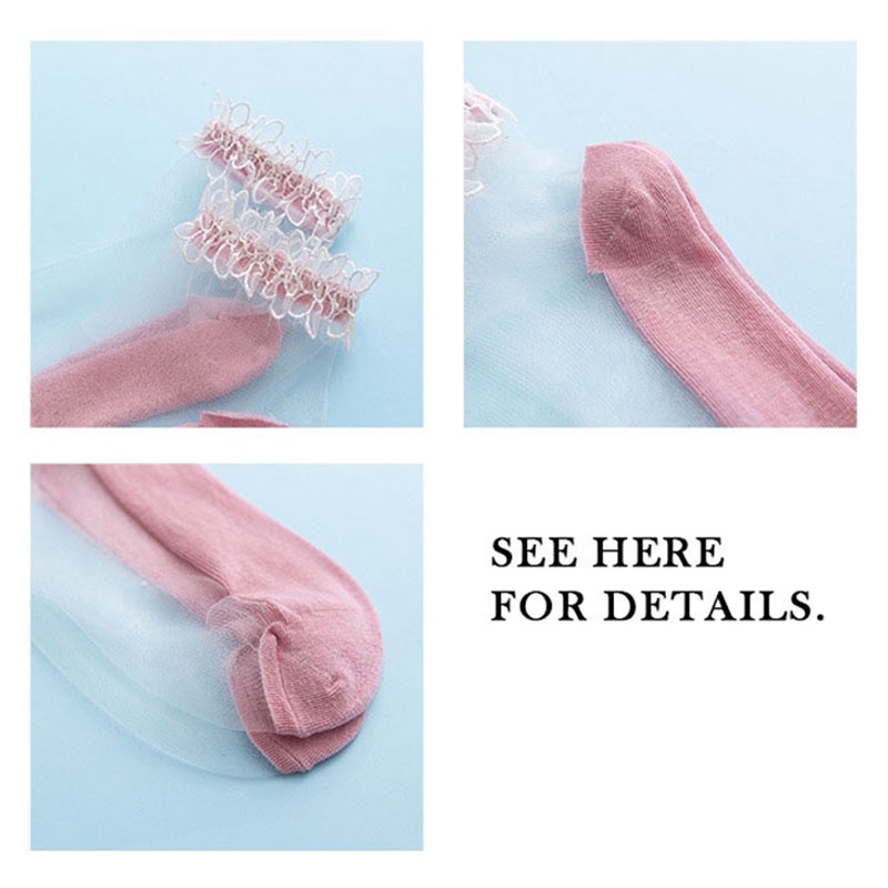 Flocoral Flowers Lace Decor Ladies Socks Transparent Thin Crystal Silk Elastic Cotton Sole Elegant Women Ankle Socks New Girls Hosiery